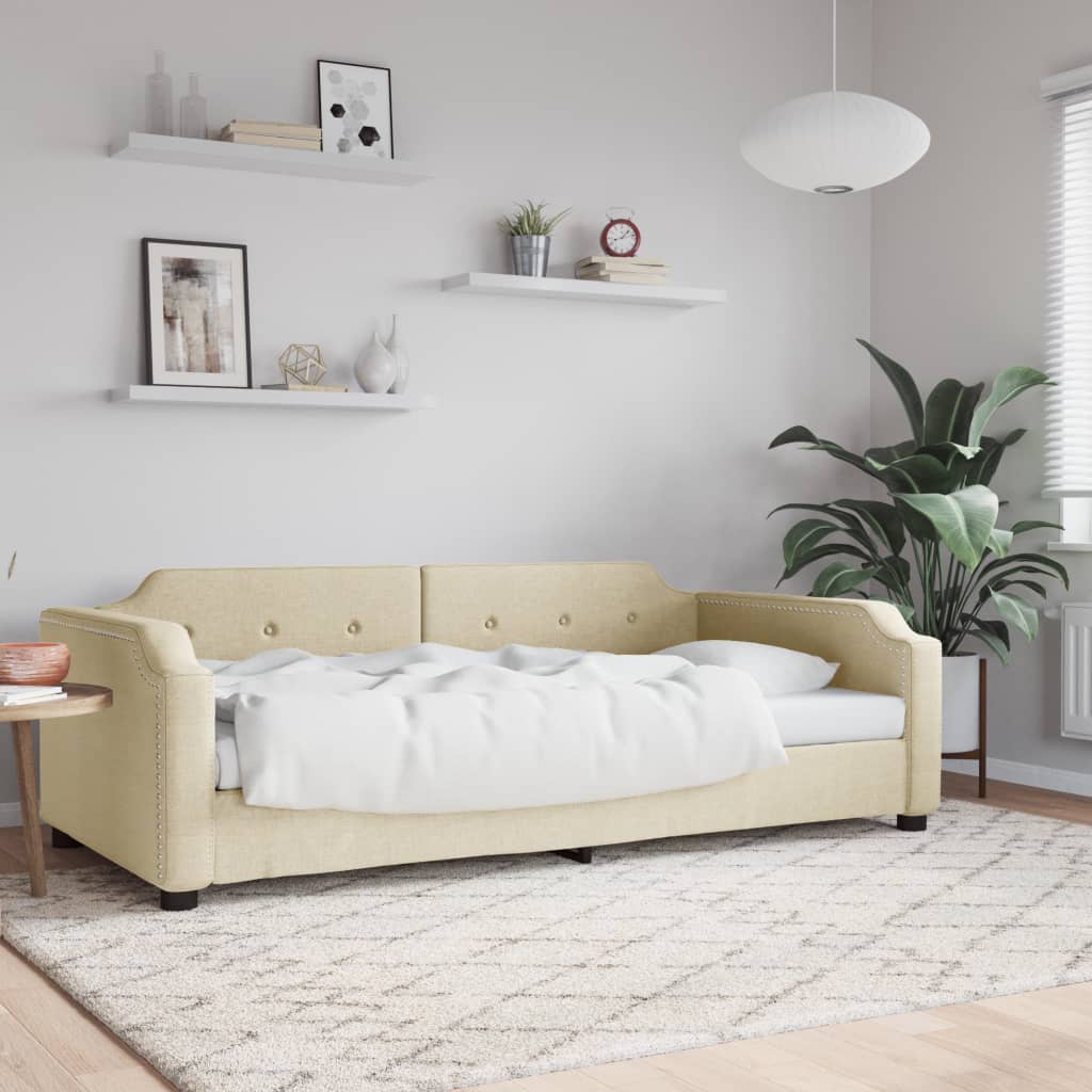 Letto Da Giorno Crema 90x200 Cm In Tessuto