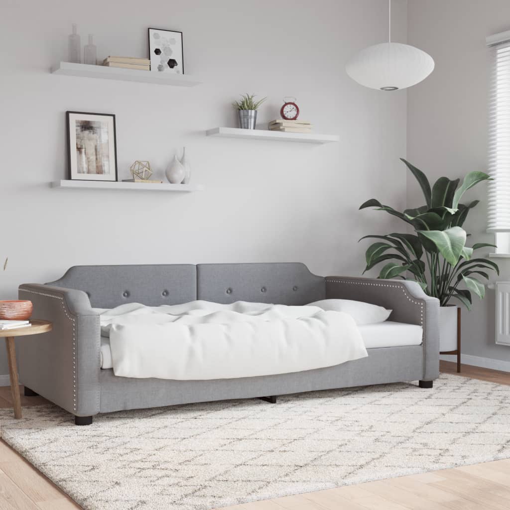 Letto Da Giorno Grigio Chiaro 90x190 Cm In Tessuto