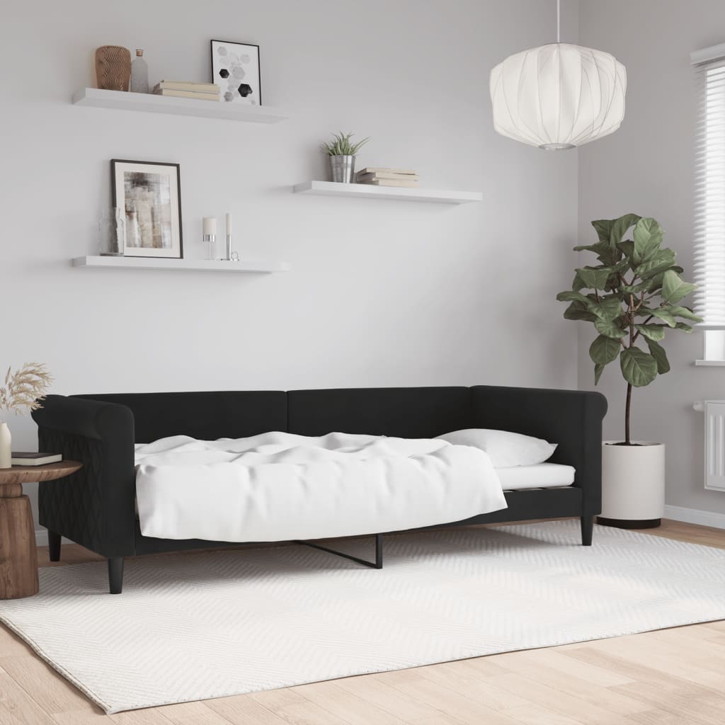Letto Da Giorno Nero 80x200 Cm In Velluto