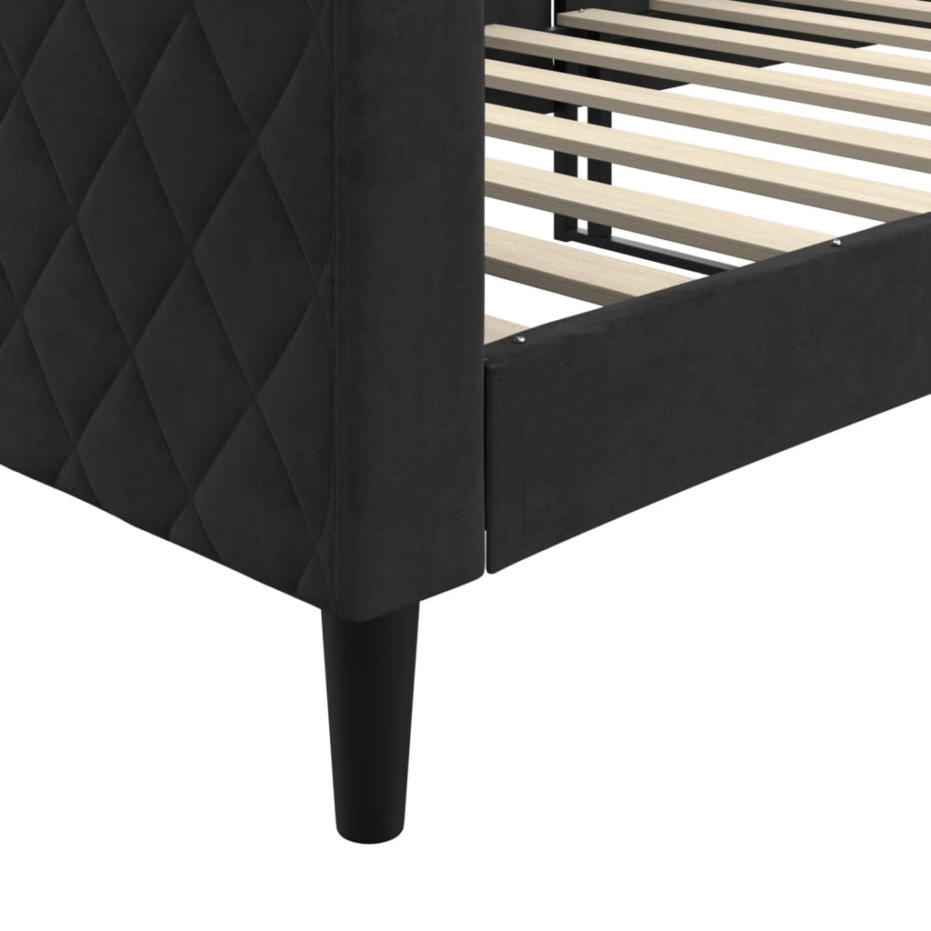 Letto Da Giorno Nero 80x200 Cm In Velluto - Image 6