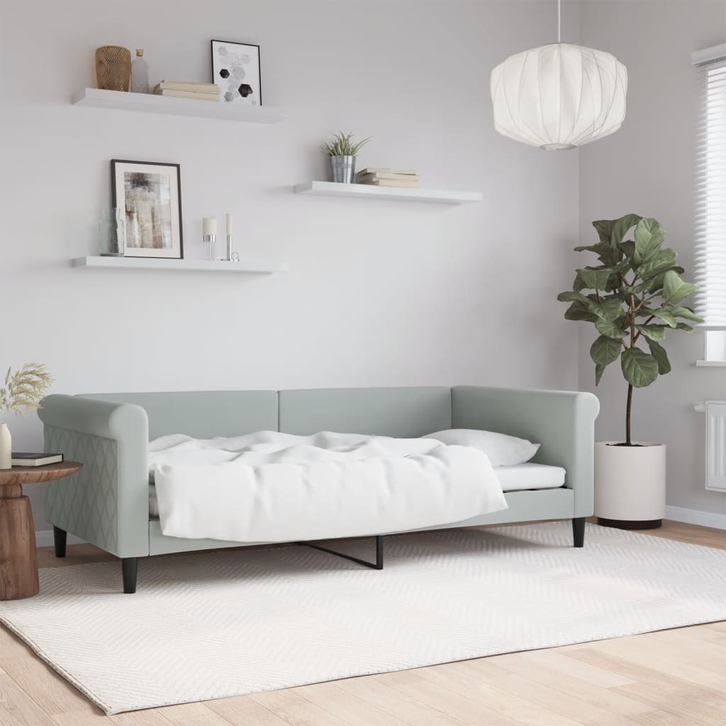 Letto Da Giorno Grigio Chiaro 90x190 Cm In Velluto