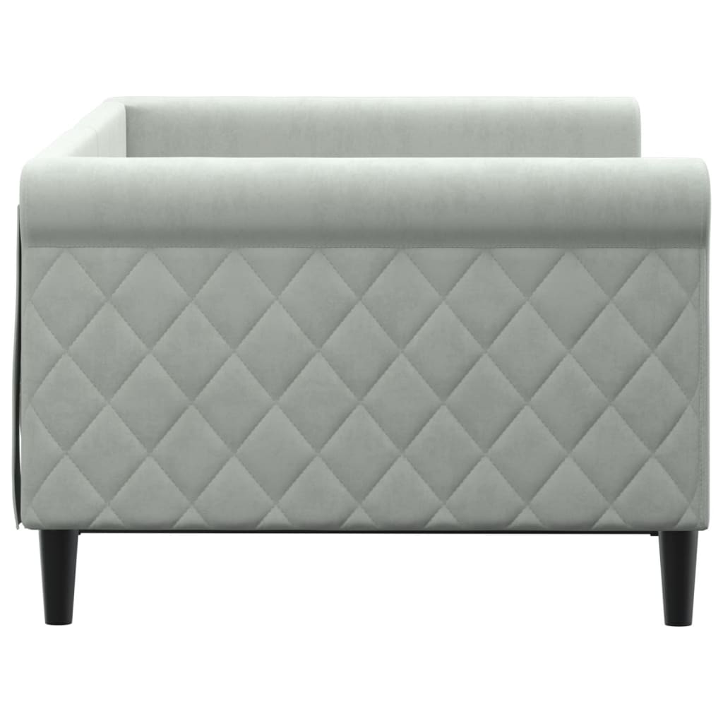 Letto Da Giorno Grigio Chiaro 90x190 Cm In Velluto - Image 4
