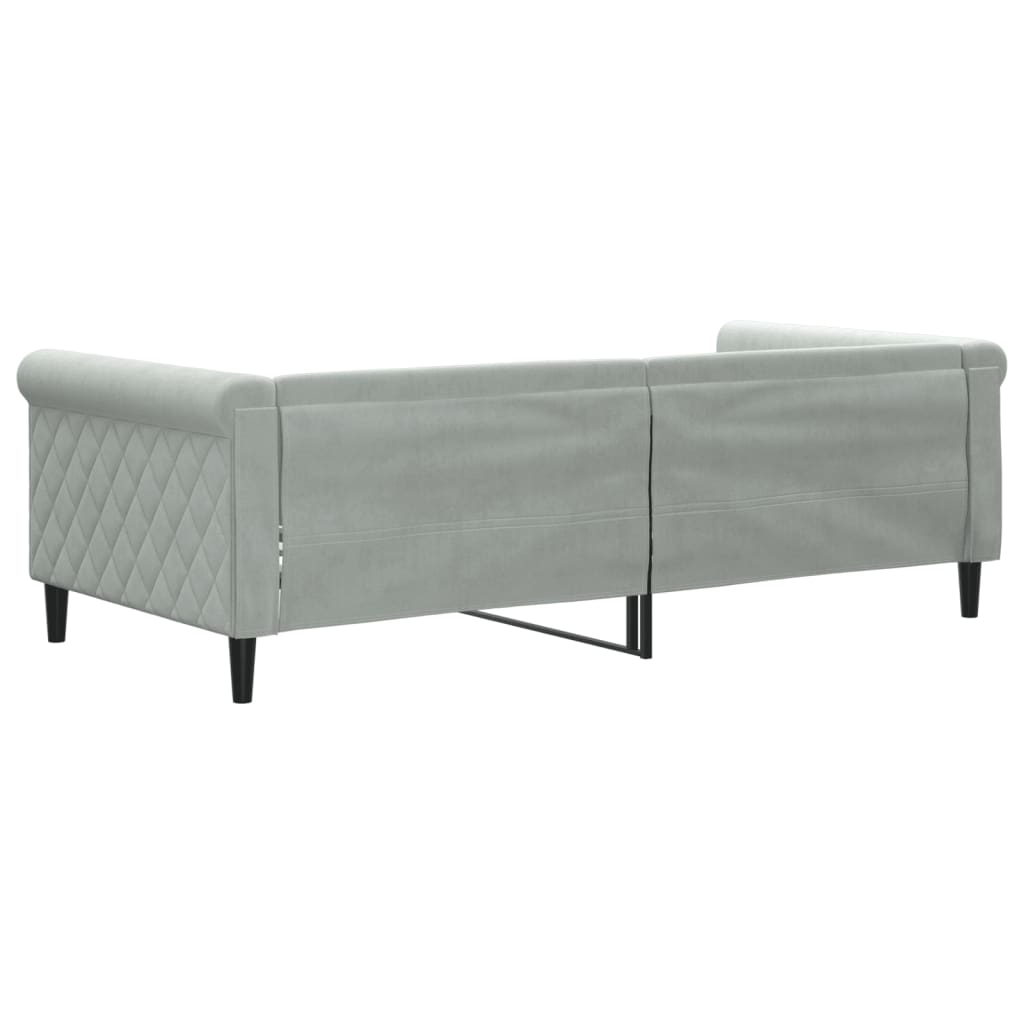 Letto Da Giorno Grigio Chiaro 90x190 Cm In Velluto - Image 5