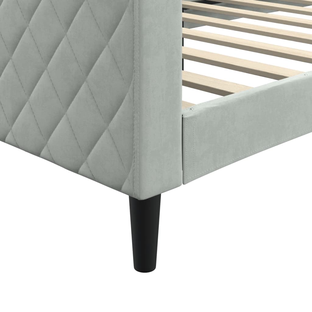 Letto Da Giorno Grigio Chiaro 90x190 Cm In Velluto - Image 6