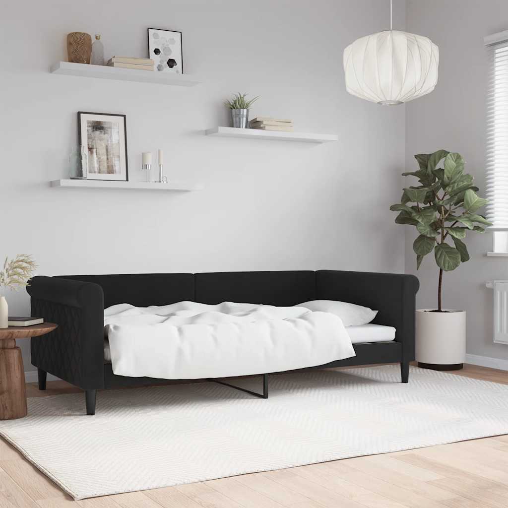 Letto Da Giorno Nero 90x190 Cm In Velluto