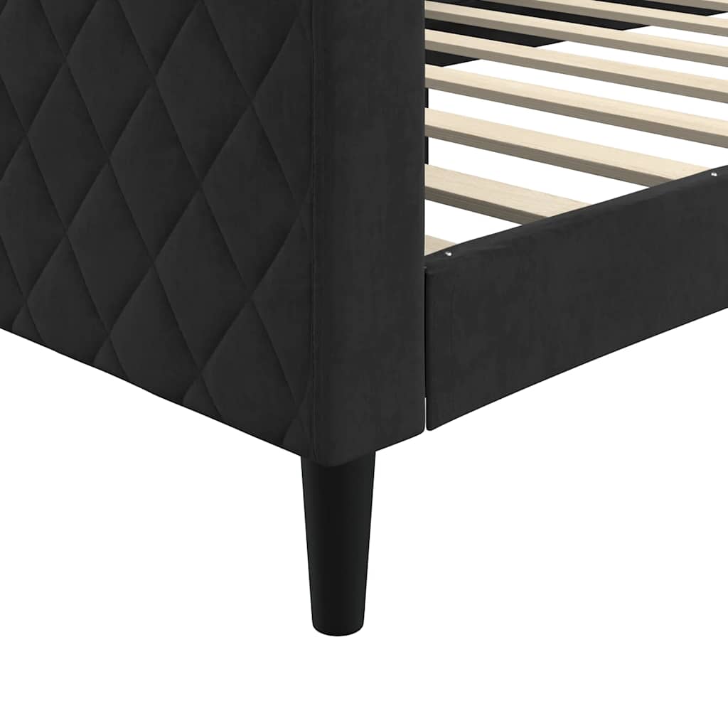 Letto Da Giorno Nero 90x190 Cm In Velluto - Image 6