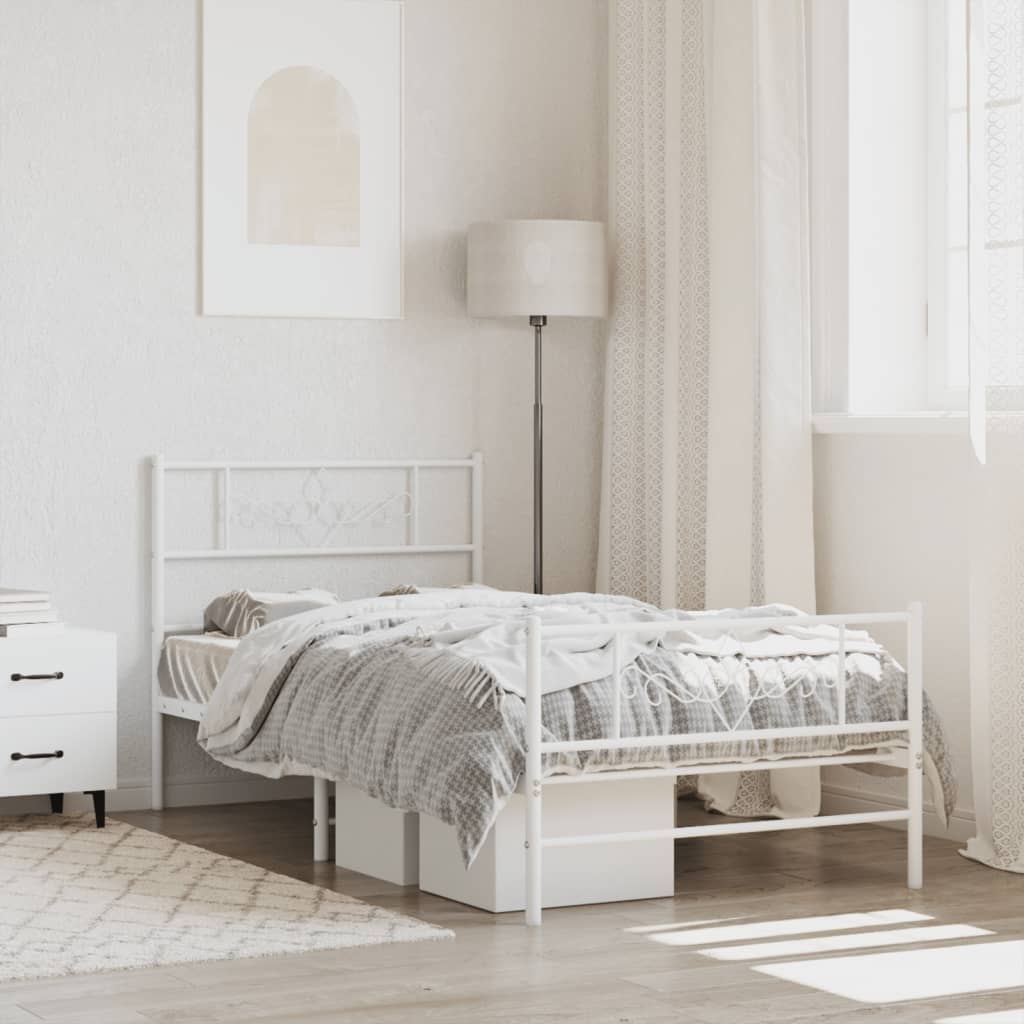 Giroletto Con Testiera E Pediera Metallo Bianco 75x190 cm