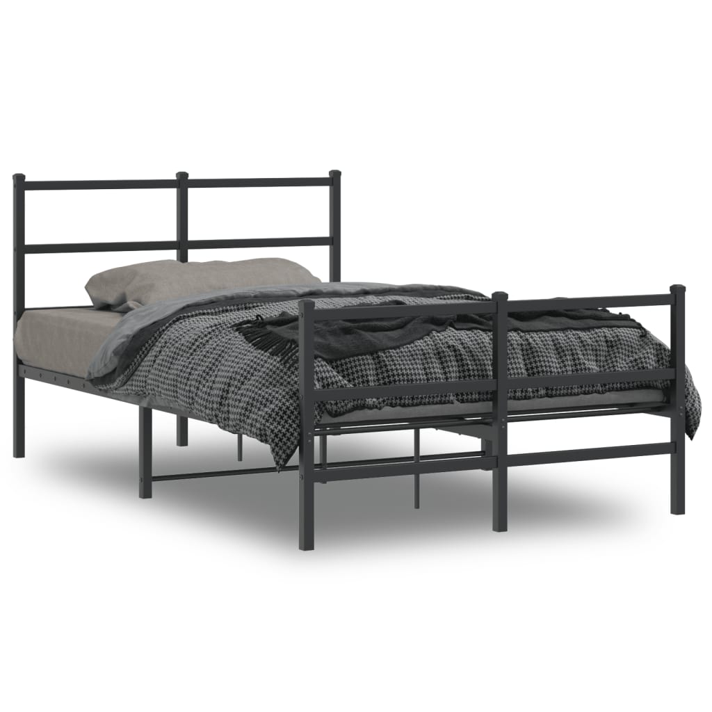Giroletto Con Testiera E Pediera Metallo Nero 120x190 cm