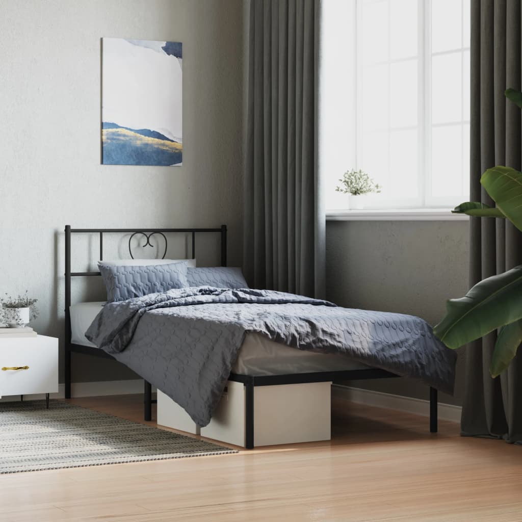 Giroletto Con Testiera In Metallo Nero 90x200 cm
