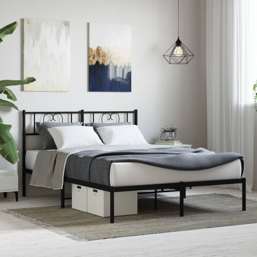 Giroletto Con Testiera In Metallo Nero 120x190 cm