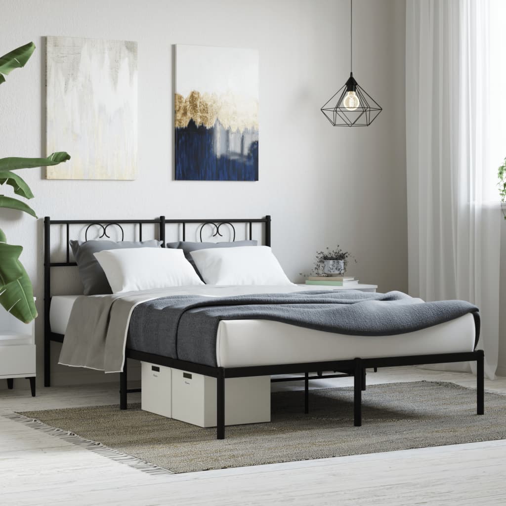 Giroletto Con Testiera In Metallo Nero 140x190 cm