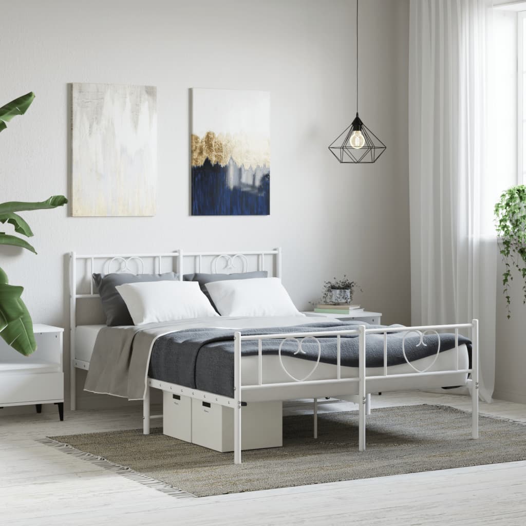 Giroletto Con Testiera E Pediera Metallo Bianco 120x190 cm
