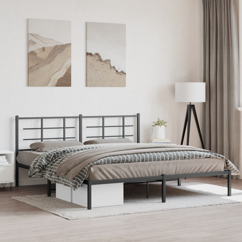 Giroletto Con Testiera In Metallo Nero 183x213 cm