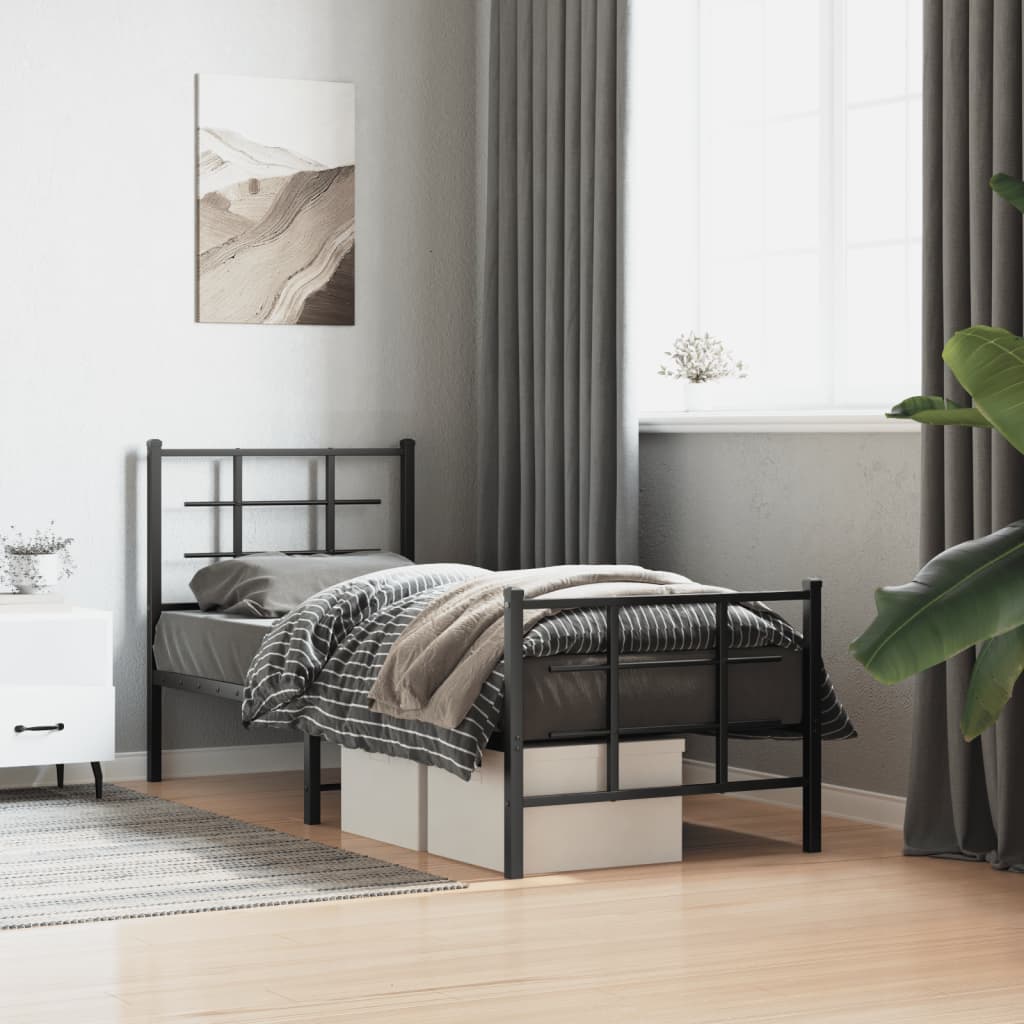 Giroletto Con Testiera E Pediera Metallo Nero 75x190 cm
