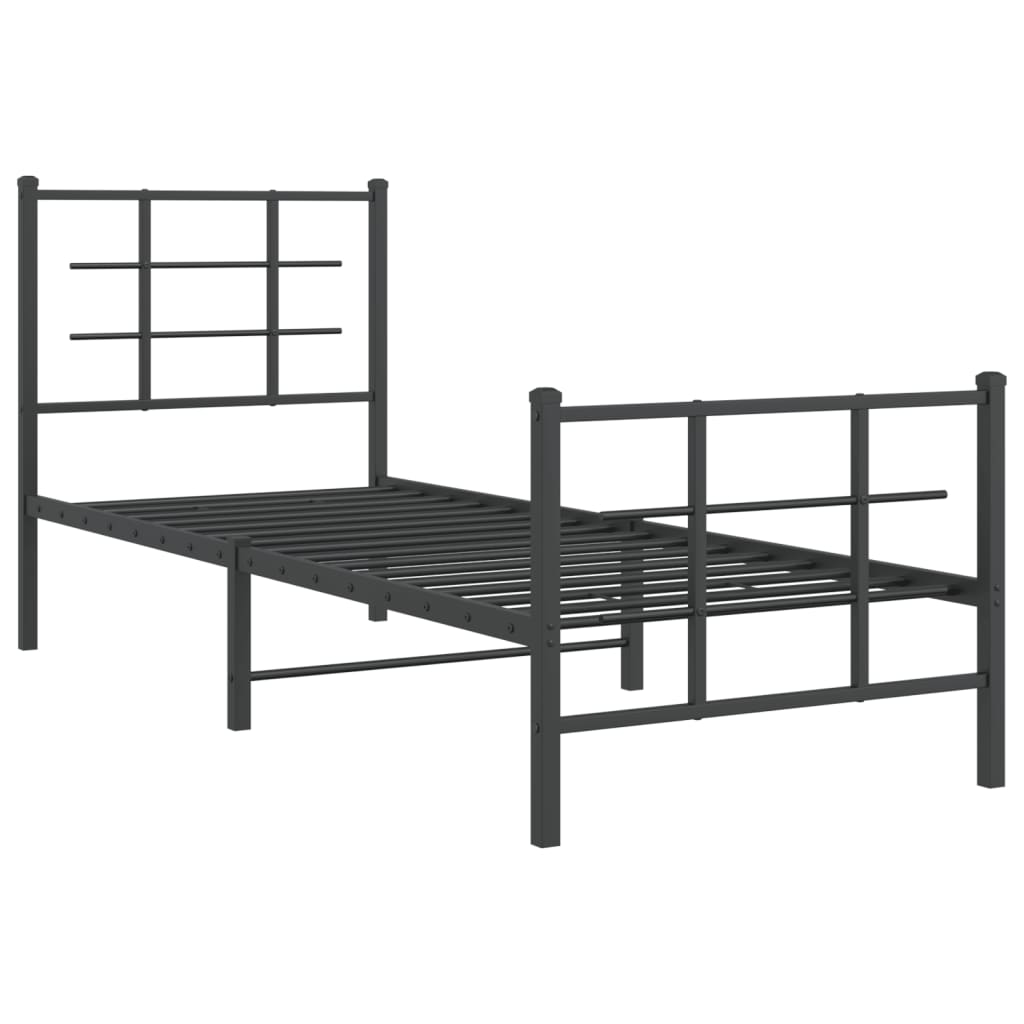 Giroletto Con Testiera E Pediera Metallo Nero 75x190 cm - Image 3