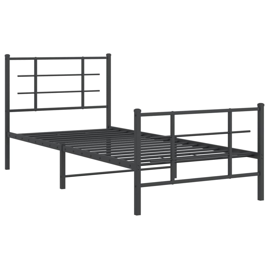 Giroletto Con Testiera E Pediera Metallo Nero 90x190 cm - Image 3