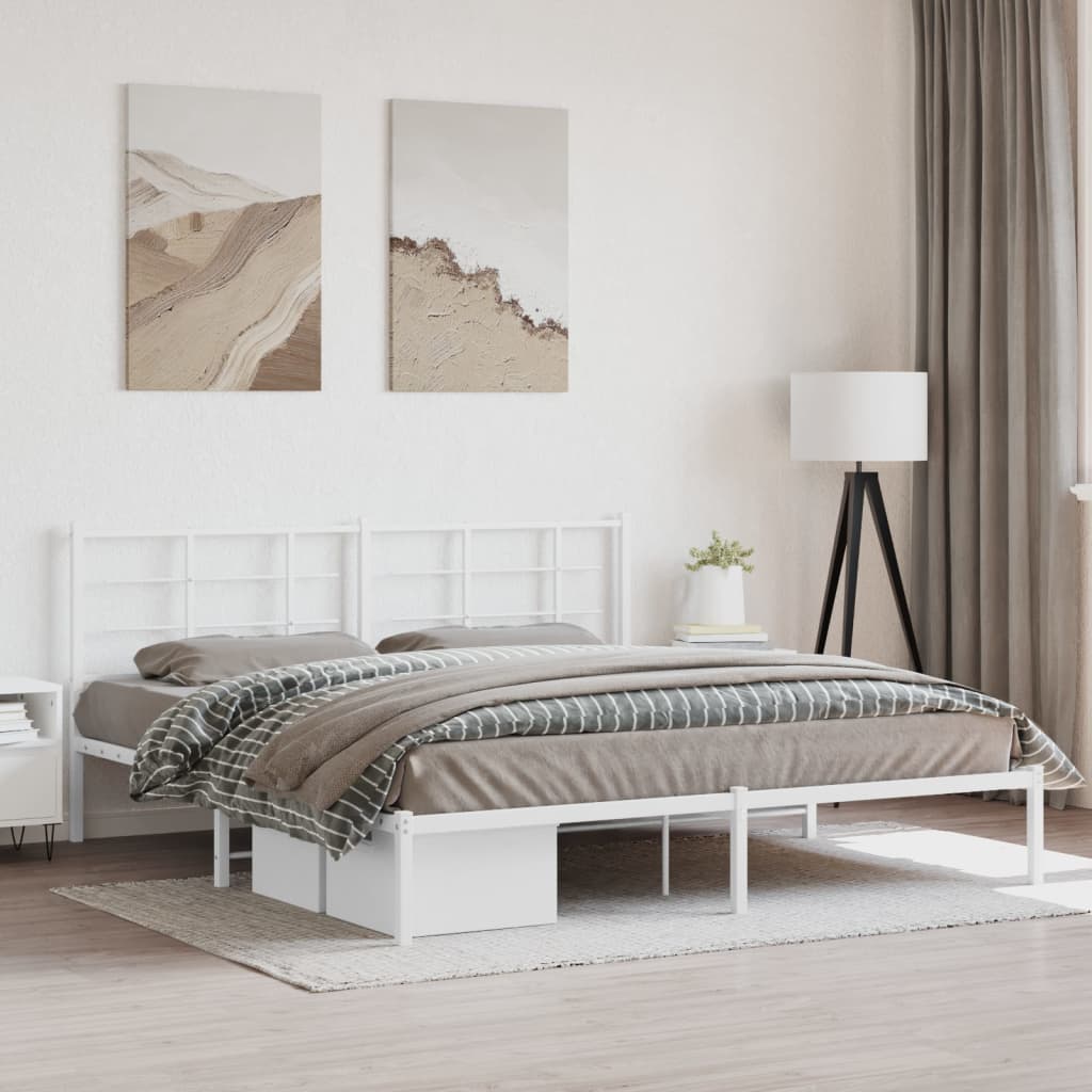 Giroletto Con Testiera Metallo Bianco 183x213 cm