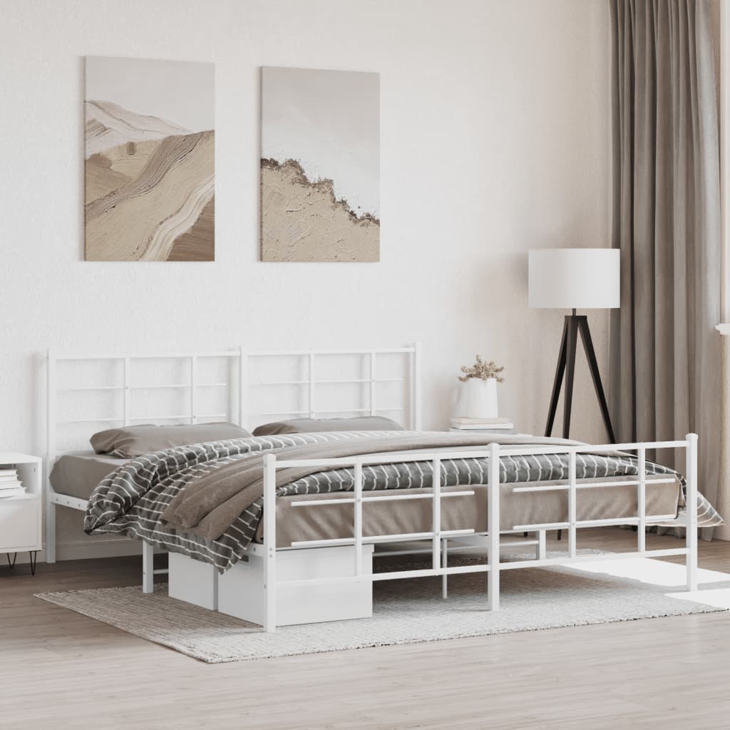 Giroletto Con Testiera E Pediera Metallo Bianco 183x213 cm