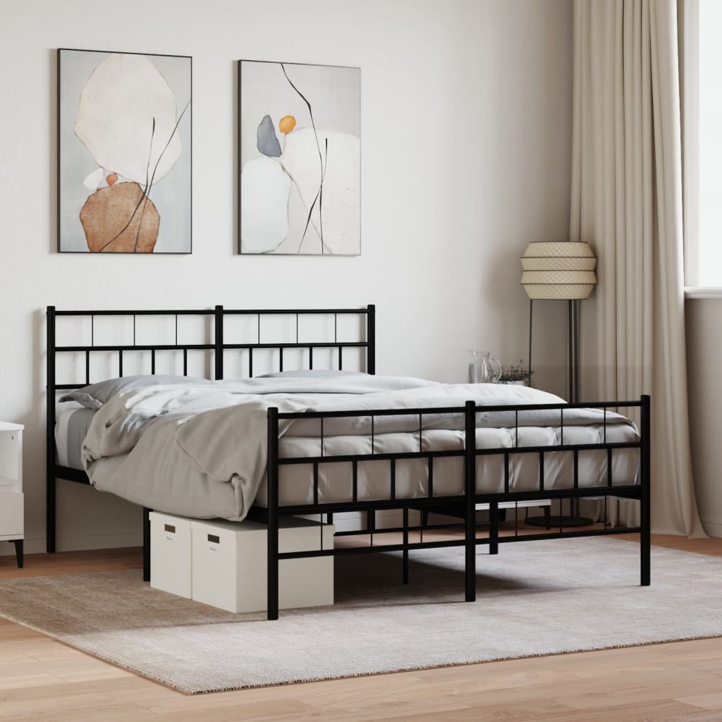 Giroletto Con Testiera E Pediera Metallo Nero 140x190 cm