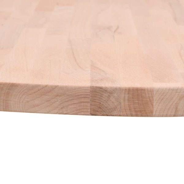 Piano Per Tavolo Ø50x4 Cm Rotondo In Legno Massello Di Faggio - Image 3
