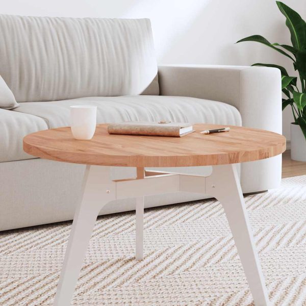 Piano Per Tavolo Ø70x2,5 Cm Rotondo In Legno Massello Di Faggio