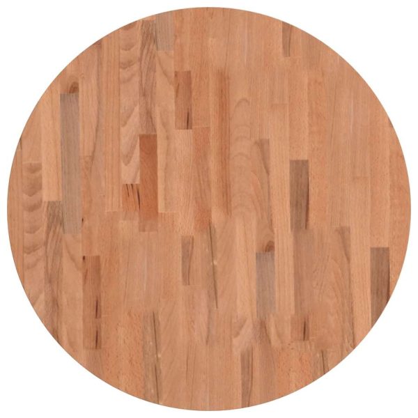 Piano Per Tavolo Ø70x2,5 Cm Rotondo In Legno Massello Di Faggio - Image 3
