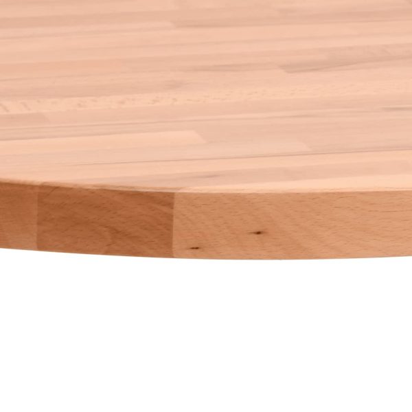 Piano Per Tavolo Ø90x2,5 Cm Rotondo In Legno Massello Di Faggio - Image 3