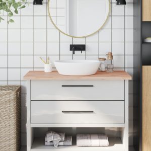Piano Bagno 100x50x2,5 Cm In Legno Massello Di Faggio
