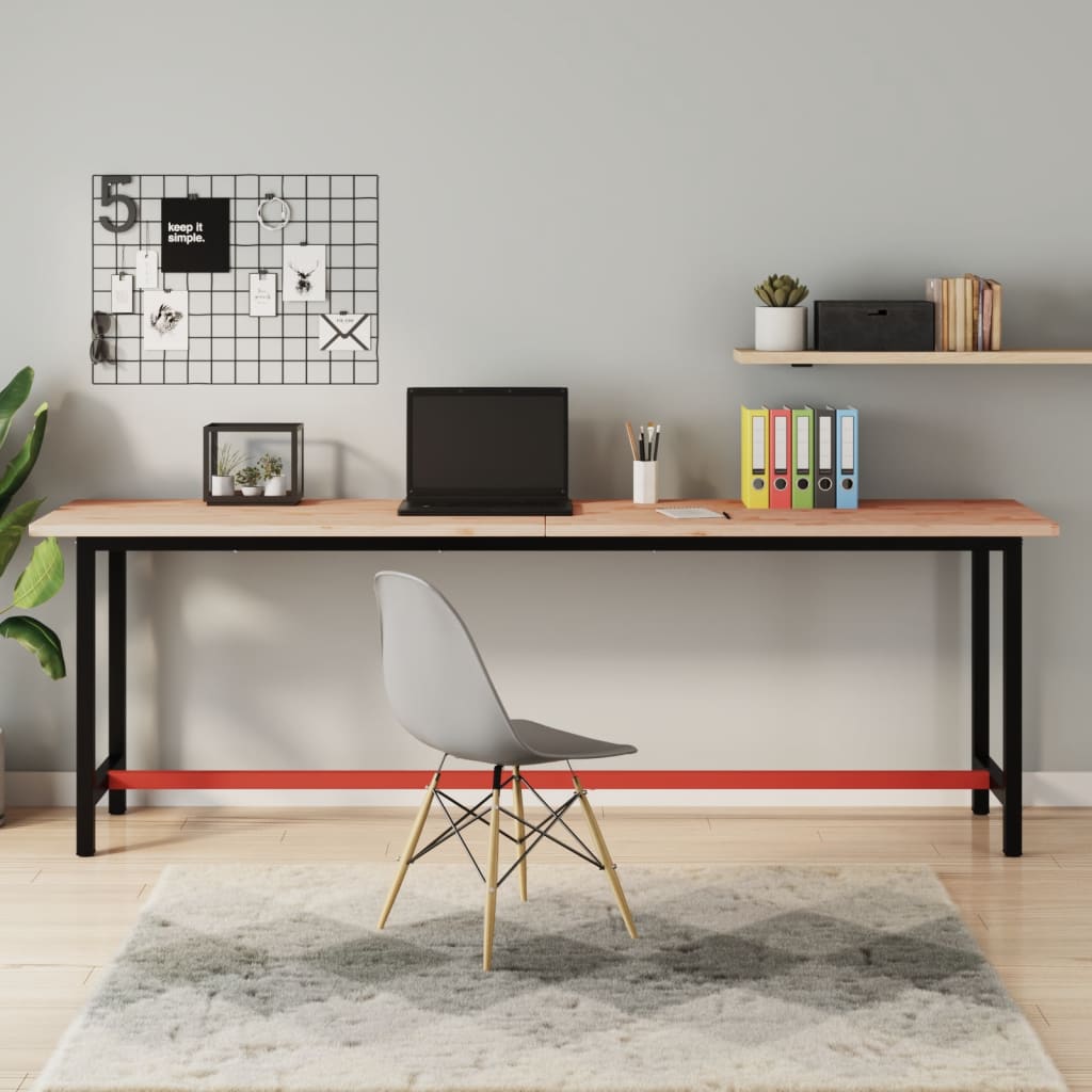 Piano Scrivania 220x55x2,5 Cm In Legno Massello Di Faggio