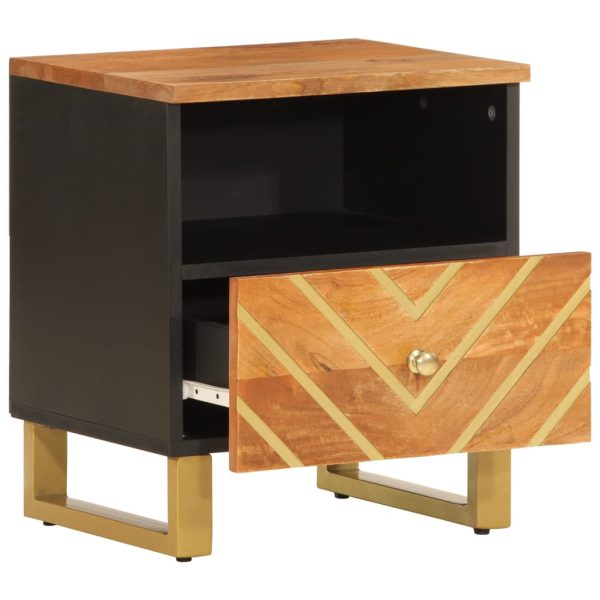Comodini 2 Pz Marrone E Nero In Legno Massello Di Mango - Image 3