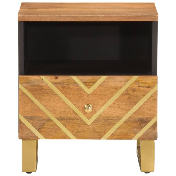 Comodini 2 Pz Marrone E Nero In Legno Massello Di Mango - Image 4