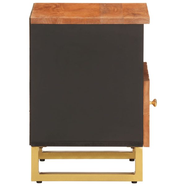Comodini 2 Pz Marrone E Nero In Legno Massello Di Mango - Image 5