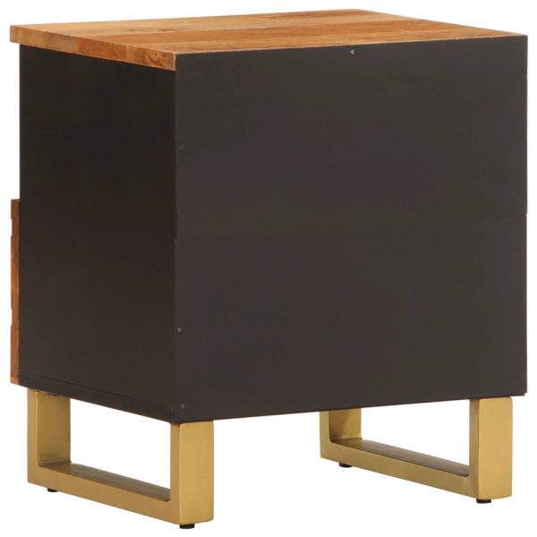 Comodini 2 Pz Marrone E Nero In Legno Massello Di Mango - Image 6