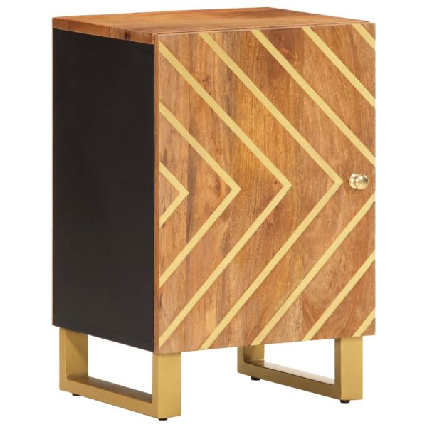Mobiletto Da Bagno Marrone E Nero 38x33,5x58 Cm Legno Di Mango