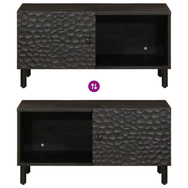 Tavolino Da Salotto Nero 80x50x40 Cm In Legno Massello Di Mango - Image 6
