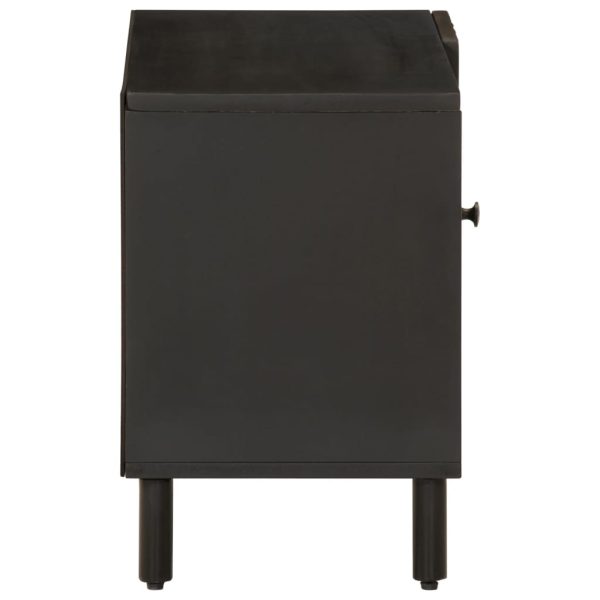 Mobile Porta Tv Nero 80x31x46 Cm In Legno Massello Di Mango - Image 4