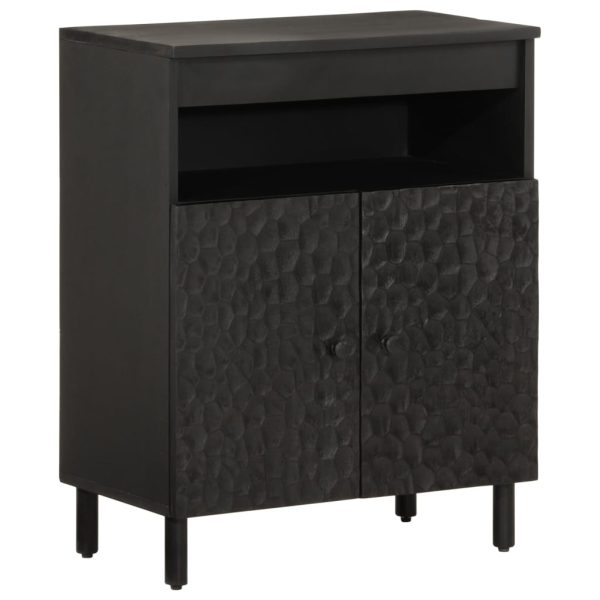 Credenza Nera 60x33x75 Cm In Legno Massello Di Mango