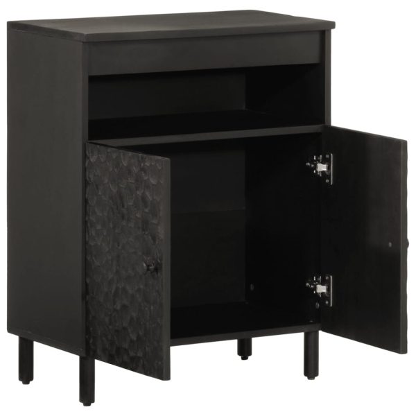 Credenza Nera 60x33x75 Cm In Legno Massello Di Mango - Image 2
