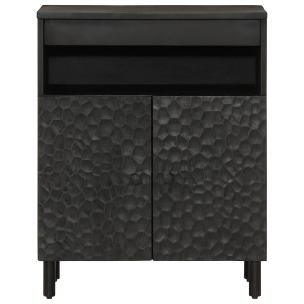 Credenza Nera 60x33x75 Cm In Legno Massello Di Mango - Image 3