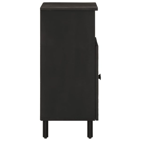 Credenza Nera 60x33x75 Cm In Legno Massello Di Mango - Image 4