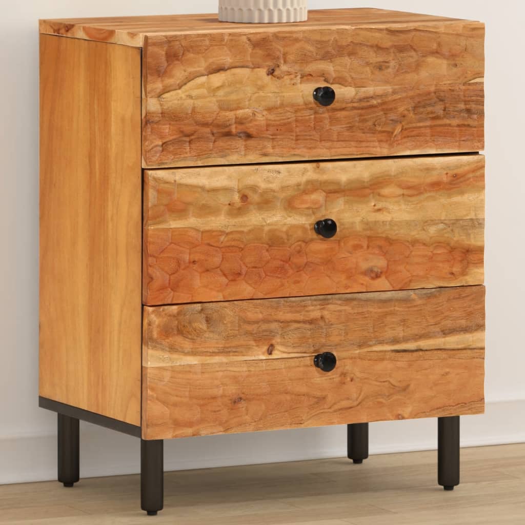Comodino 50x33x60 Cm In Legno Massello Di Acacia