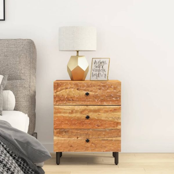 Comodino 50x33x60 Cm In Legno Massello Di Acacia - Image 3