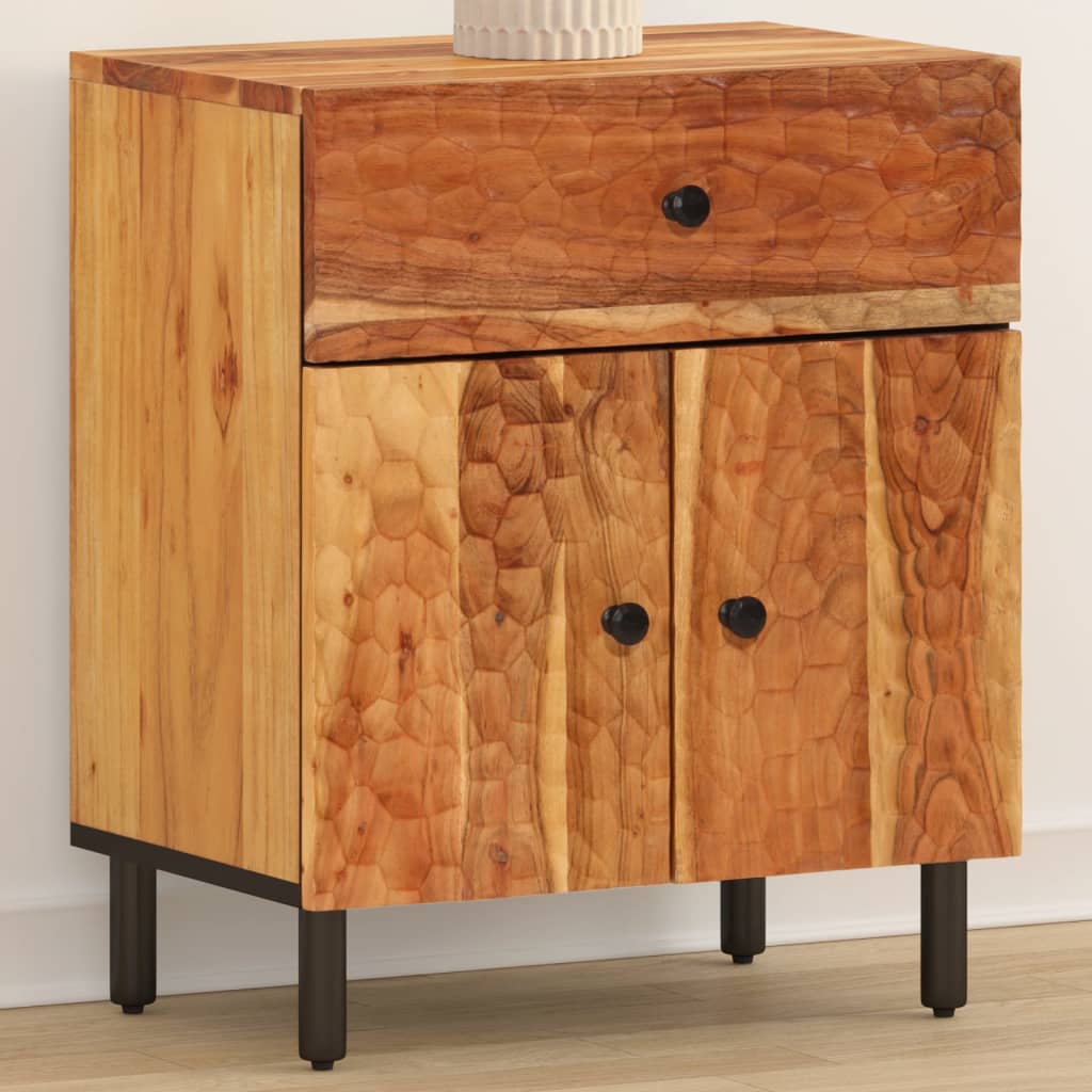 Comodino 50x33x60 Cm In Legno Massello Di Acacia