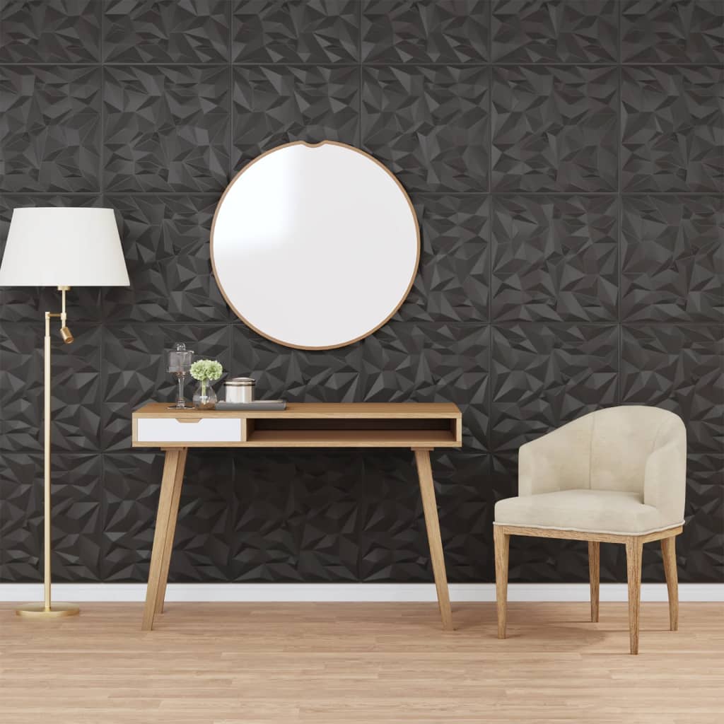 Pannelli Murali 12 Pz Neri 50x50 Cm Xps 3 M² Ametista