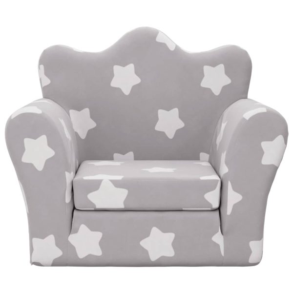 Divano Letto Bambini Grigio Chiaro Con Stelle Morbido Peluche - Image 3