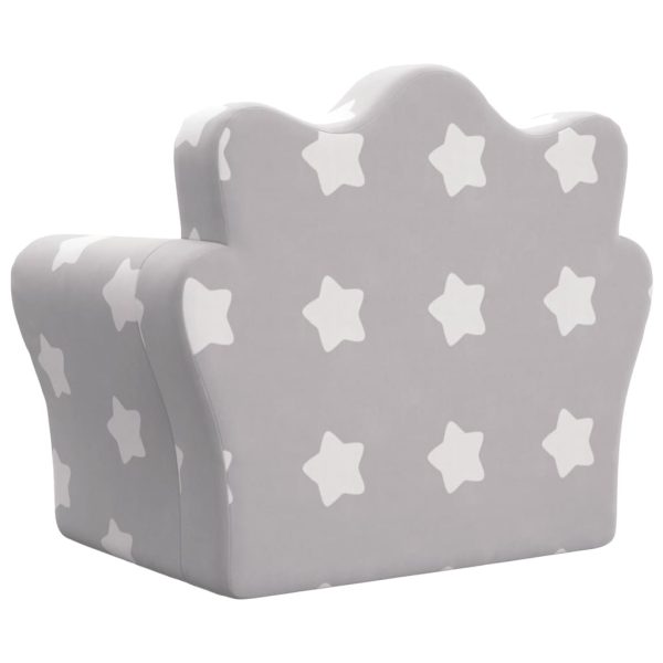 Divano Letto Bambini Grigio Chiaro Con Stelle Morbido Peluche - Image 6