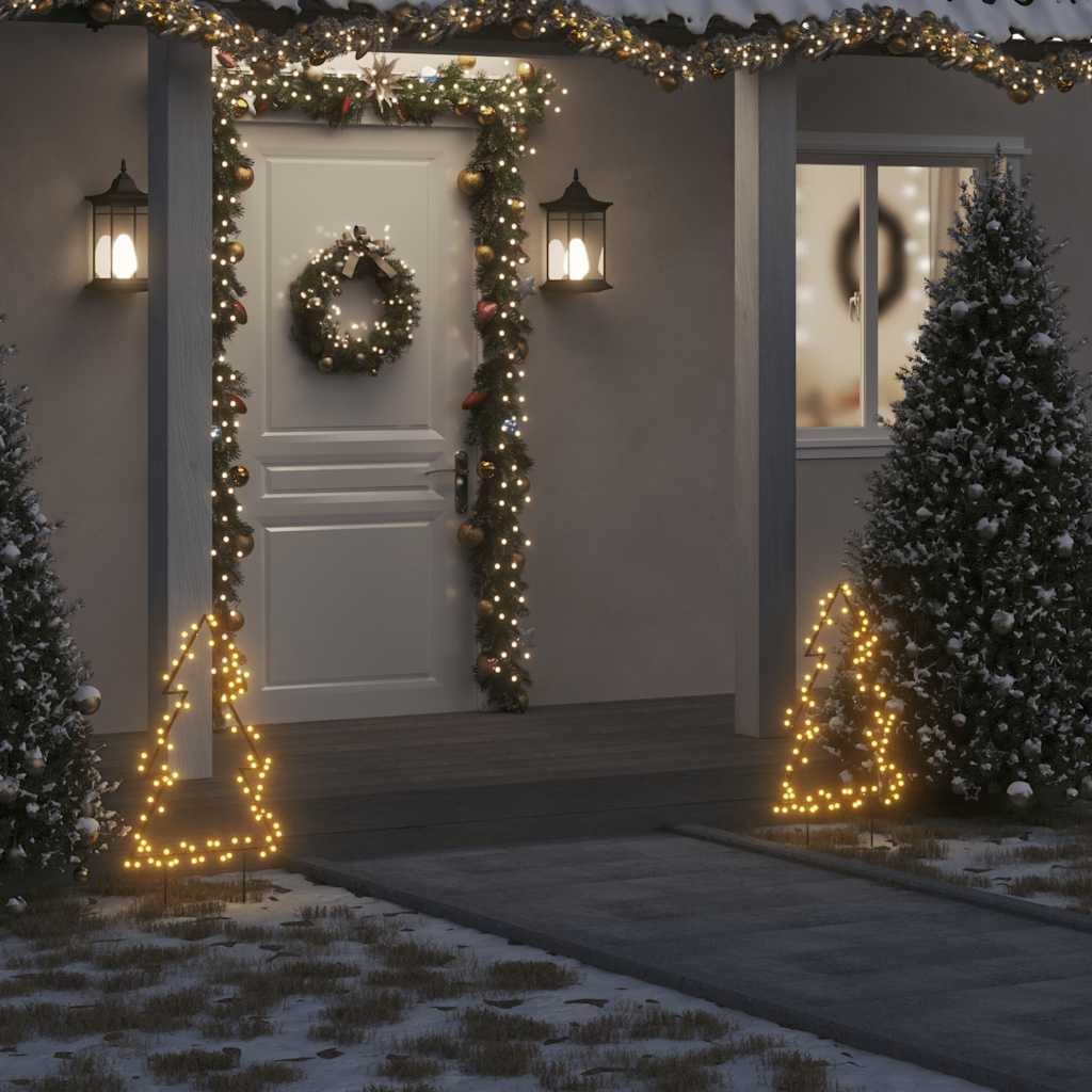 Decorazione Luminosa Natalizia Con Picchetti Albero 80led 60cm