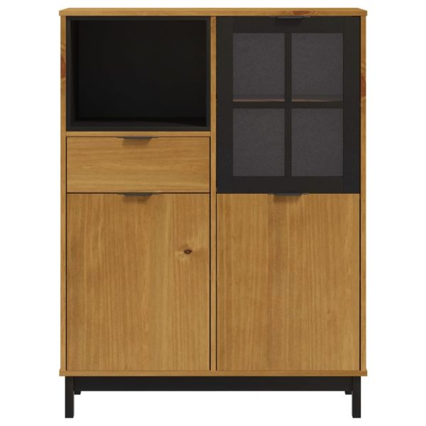Credenza Con Anta In Vetro Flam 92x40x122,5 Cm In Legno Di Pino - Image 5