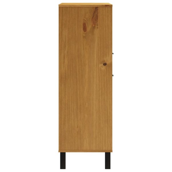 Credenza Con Anta In Vetro Flam 92x40x122,5 Cm In Legno Di Pino - Image 6