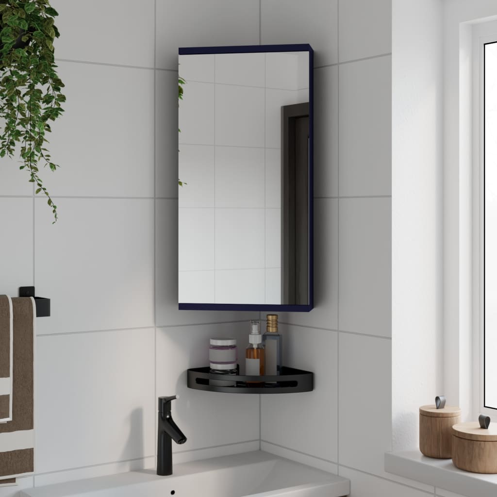 Armadietto Angolare Con Specchio Da Bagno Grigio 30x24x60 cm